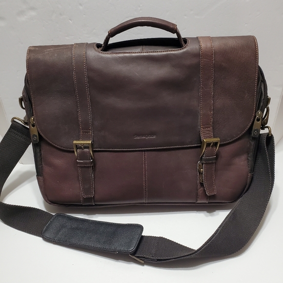 Samsonite Other - Samsonite Brown Leather Laptop Messenger Bag 16x12x3" Shoulder Strap